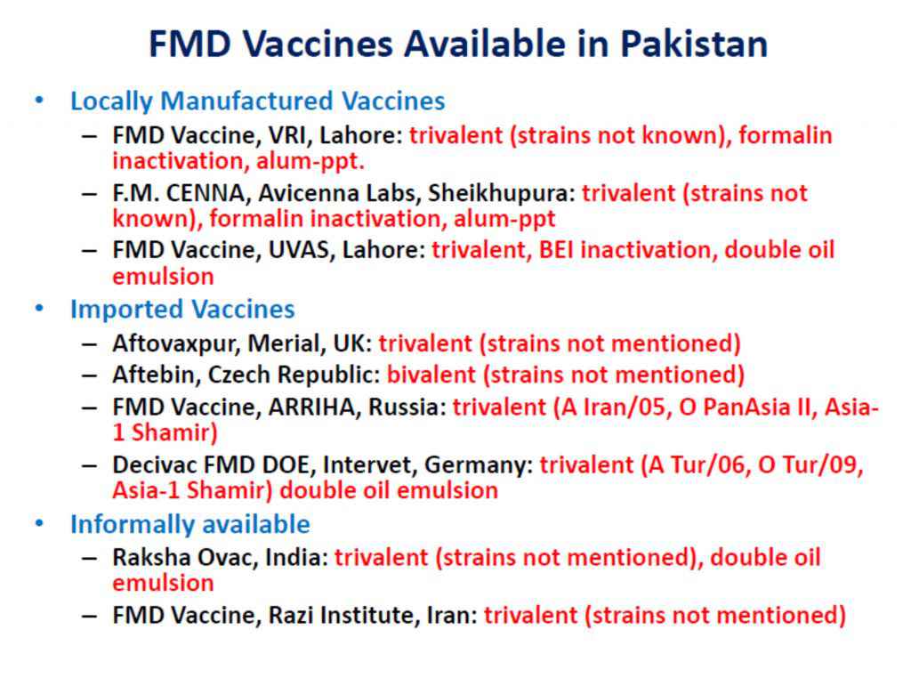 FMD Vaccines Worldwide